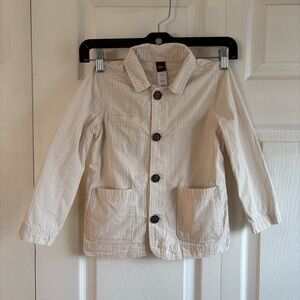 Tea Collection Boys Ivory Stripe Blazer Suit Jacket Cotton S 4-5 Formal Pocket